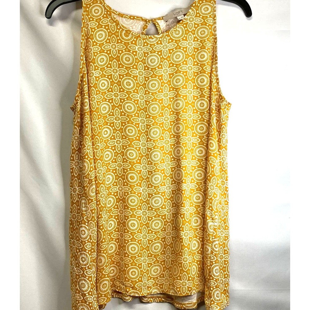 Ann Taylor Loft  Woman's  M Swing Tank Top Blouse Tunic  Gold Maple